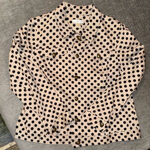 Cristopher & Banks Polka Dot Khaki Denim Women's Jacket NWT Size Large